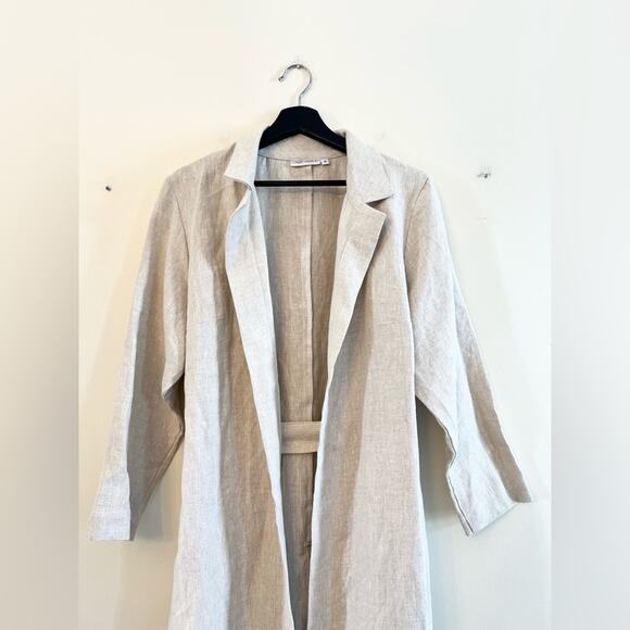 Only Child Fern Trench in Linen oatmeal neutral natural linen coat spring summer - Picture 5 of 14